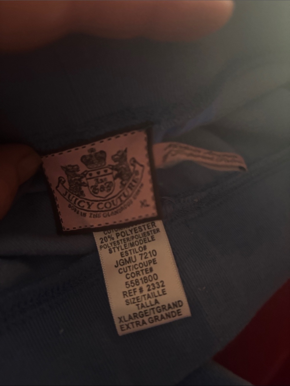 Juicy Couture Blue Velour Yoga Pants Rhinestone Logo Women’s Xlarge Retro Y2K - Picture 7 of 8